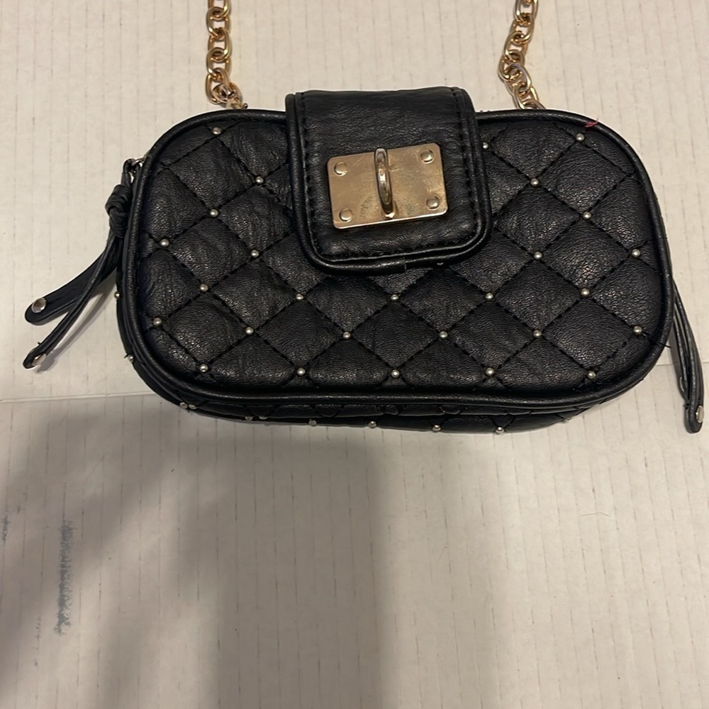 Bebe Women’s Crossbody Shoulder Bag/Purse Small Faux Leather Quilted and Studded - Picture 2 of 13